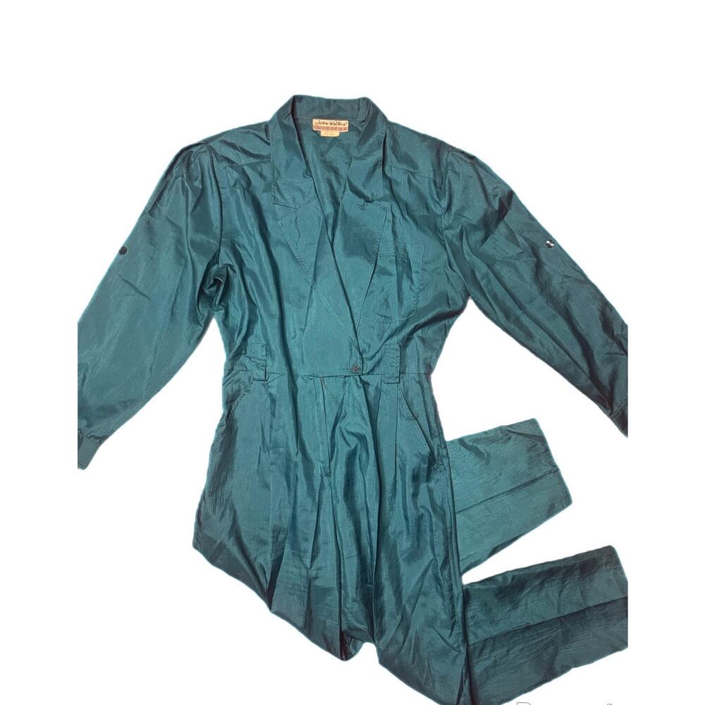1980s VINTAGE JOAN WALTERS TEAL JUMPSUIT SIZE 16 Or XL